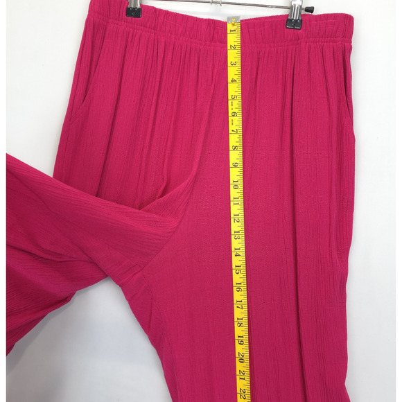 Sag Harbor 2 Pcs Set Pants & Tunic Embroidered Gauzy Women 1X Fuchsia Travel - Picture 4 of 14